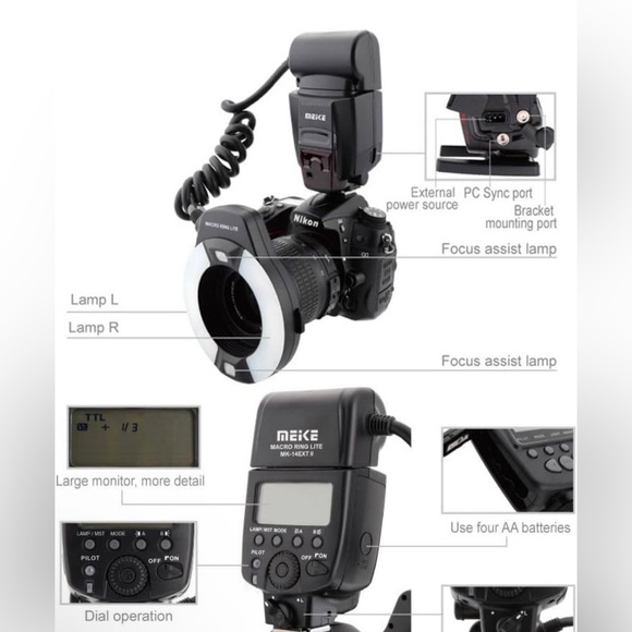 Meike iTTL TTL LED Macro Ring Flash Light for cannon like new - Picture 2 of 8